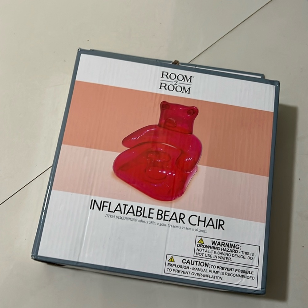 NIB inflatable bear chair